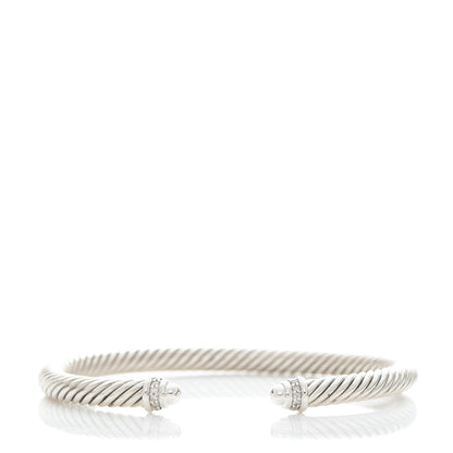 David Yurman Sterling Silver Diamond 5mm Cable Classics Dome Bracelet 1 of 4
