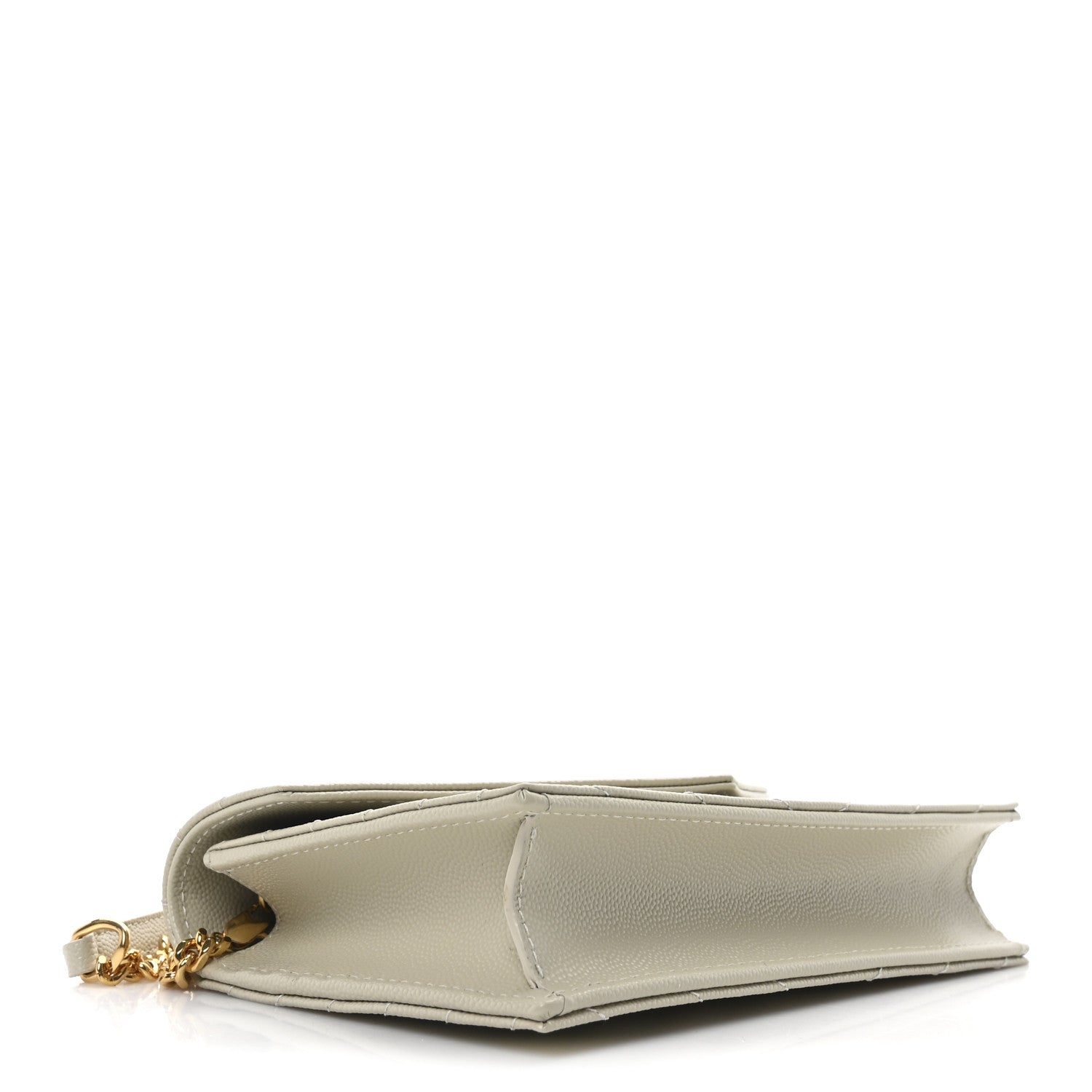 Saint Laurent Grain De Poudre Matelasse Chevron Monogram Envelope Chain Wallet Crema Soft 4 of 10