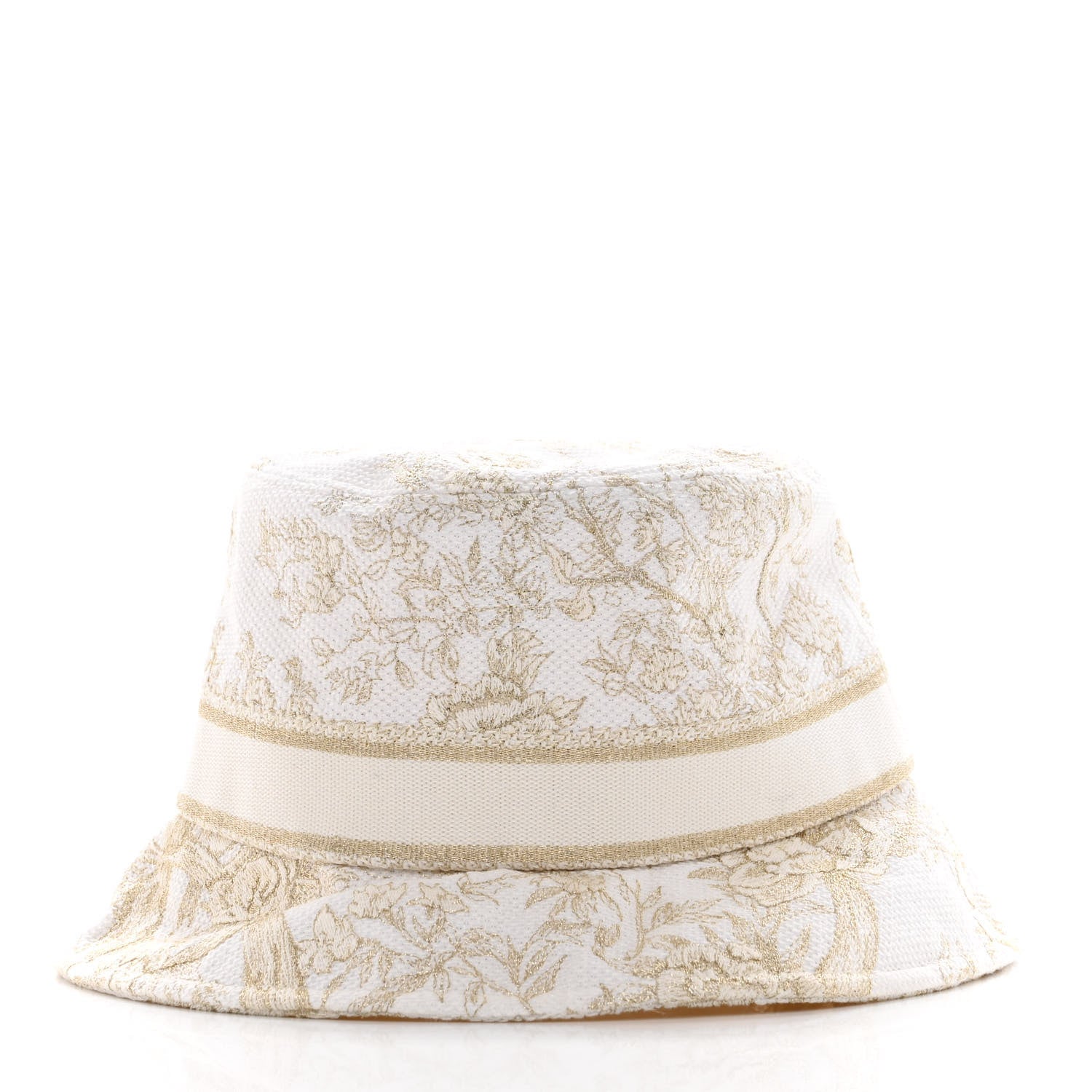Christian Dior Cotton D-Bobby Small Brim Bucket Hat 59 White Gold 4 of 9