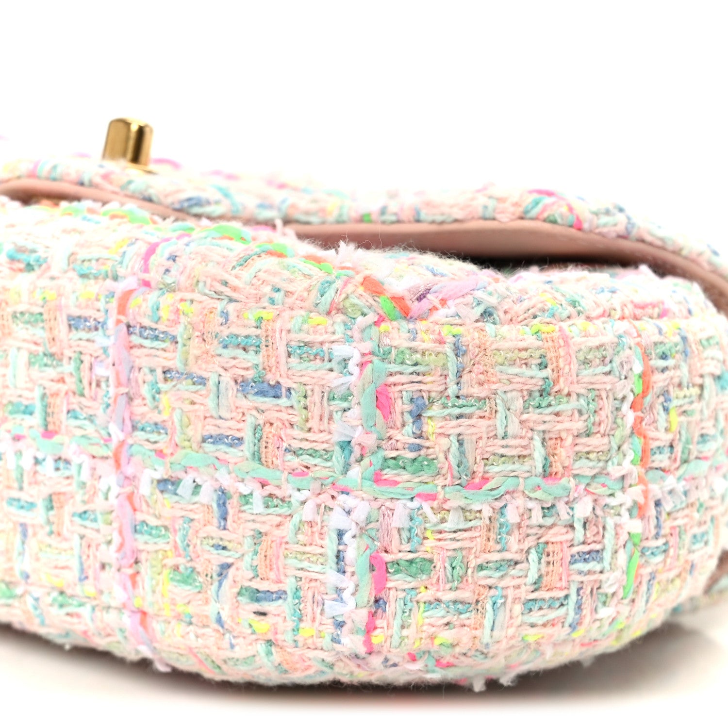 Chanel Tweed Quilted Baywatch Top Handle Flap Light Pink Green Orange Purple 11 of 11