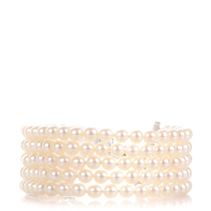Tiffany Sterling Silver Pearl 4.5mm Ziegfeld 5 Strand Bracelet 1 of 6