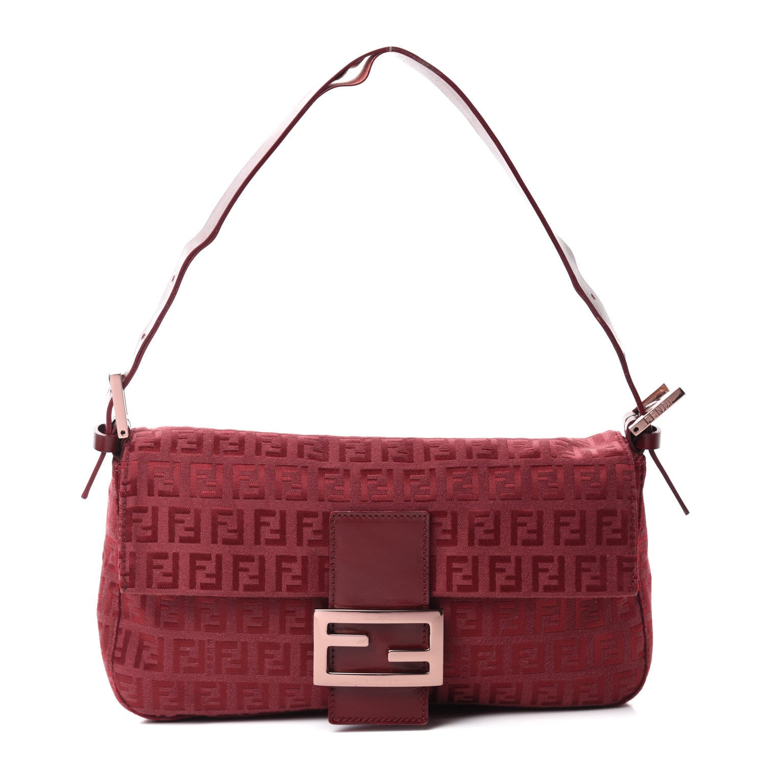 Fendi Zucchino Baguette Burgundy 1 of 14