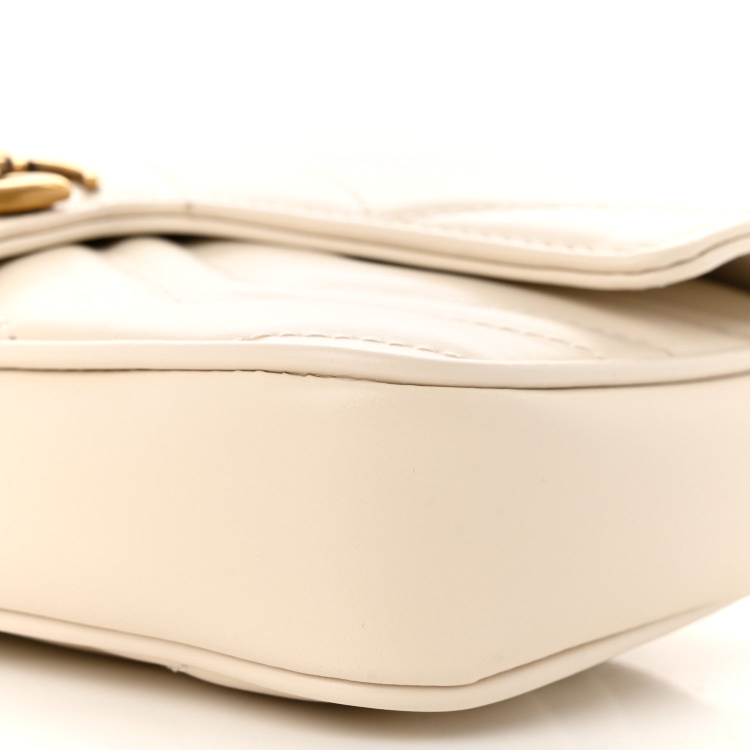 Gucci Calfskin Matelasse Mini GG Marmont Shoulder Bag With Card Holder White Black 11 of 12