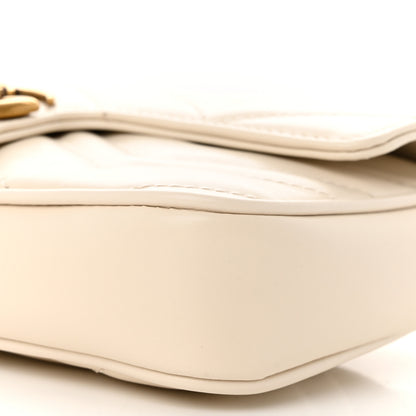 Gucci Calfskin Matelasse Mini GG Marmont Shoulder Bag With Card Holder White Black 11 of 12