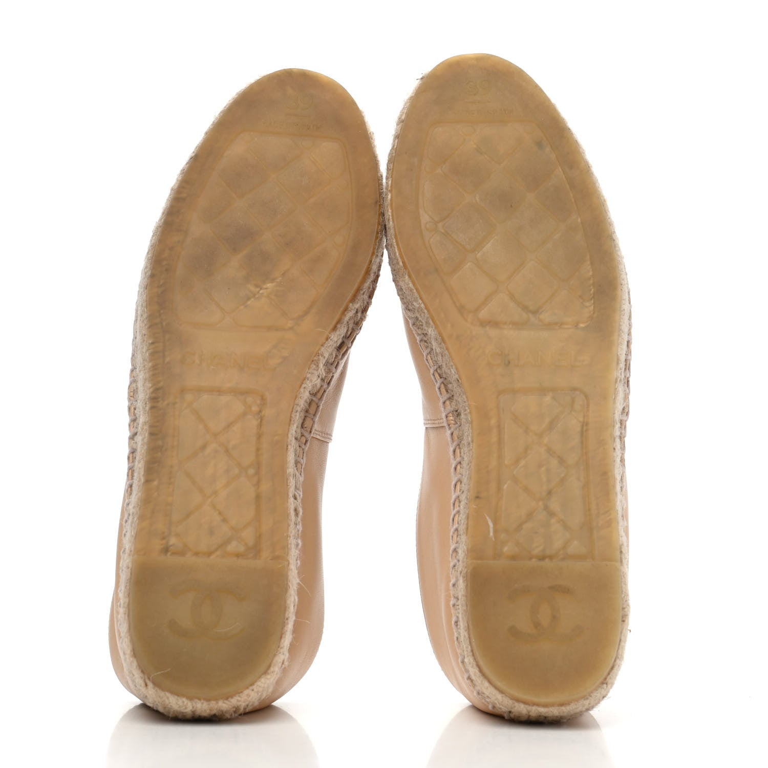 Chanel Lambskin CC Espadrilles 39 Beige Black 4 of 4