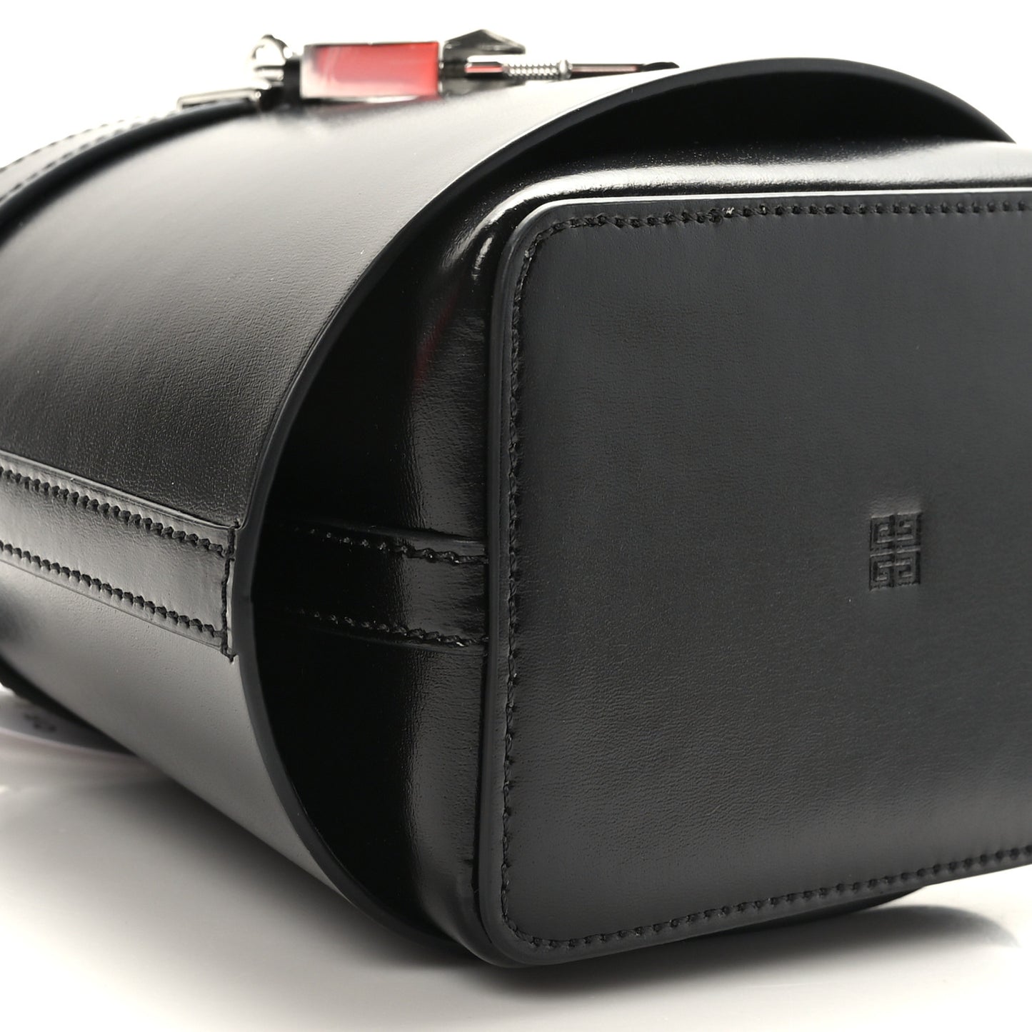 Box Calfskin Shark Lock Bucket Bag Black