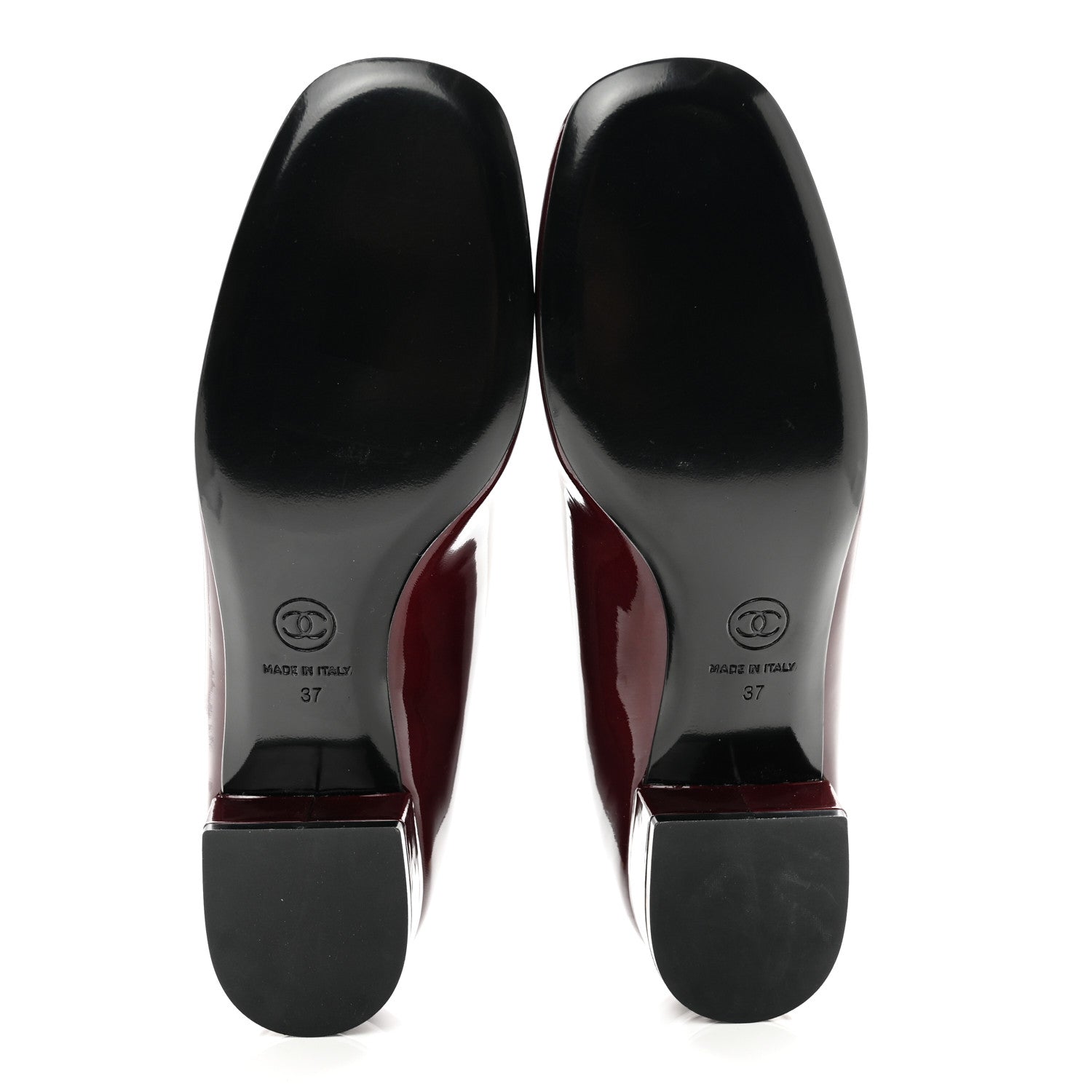 Chanel Patent Low Heel Ballerina Pumps 37 Burgundy 5 of 7