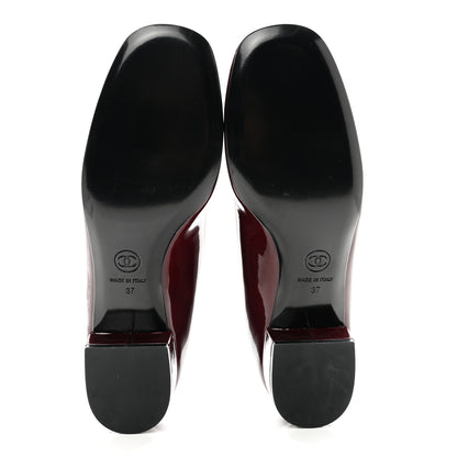 Chanel Patent Low Heel Ballerina Pumps 37 Burgundy 5 of 7