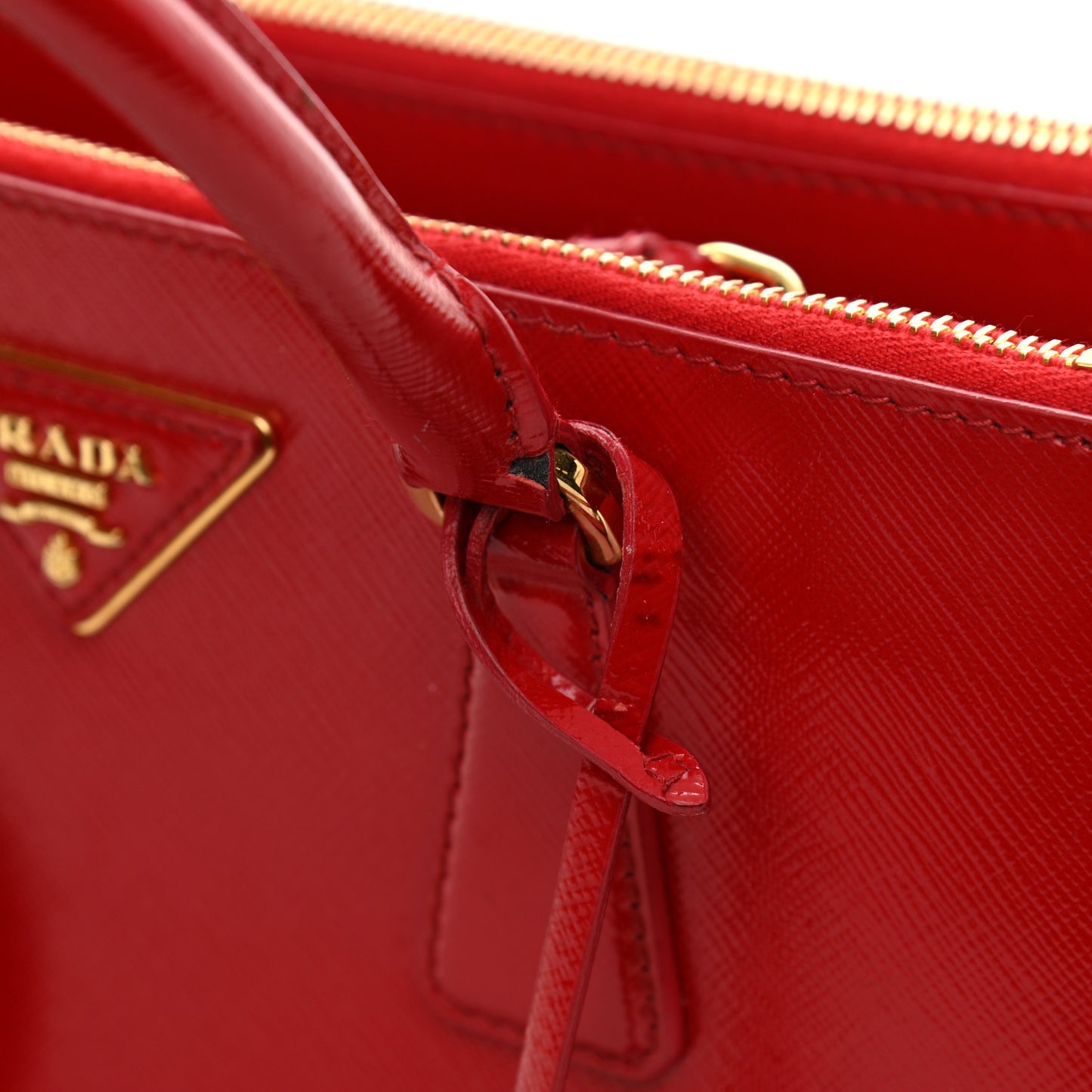 Saffiano Vernice Small Galleria Double Zip Rosso