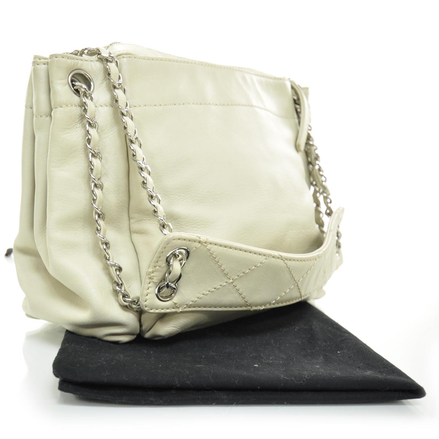 Lambskin Quilted Shoulder Flap Bag Ivory