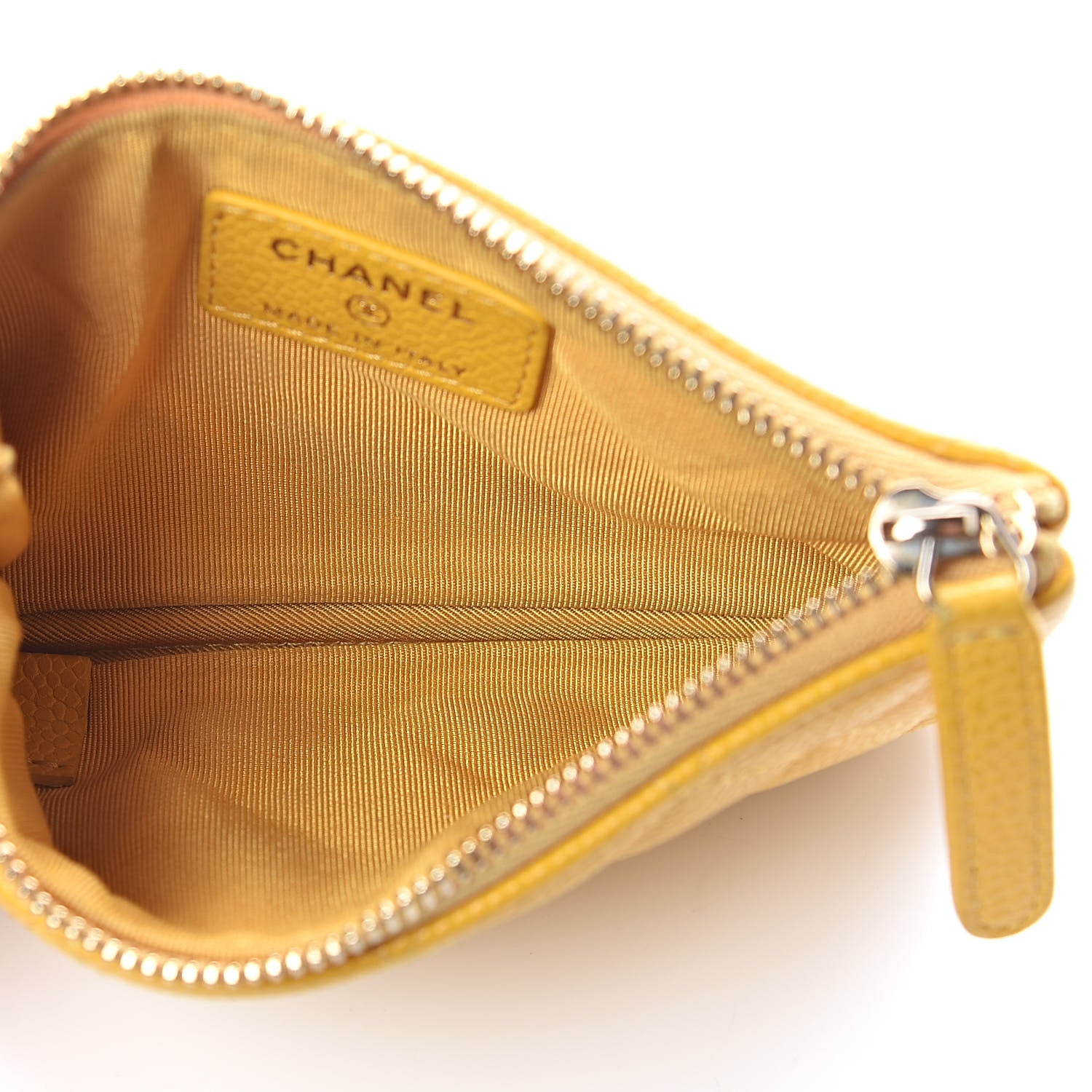 Chanel Caviar Quilted Small Cosmetic Case Yellow 5 of 8