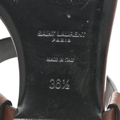 Saint Laurent Calfskin Cassandra Monogram Sandals 36.5 Dark Brown 8 of 10