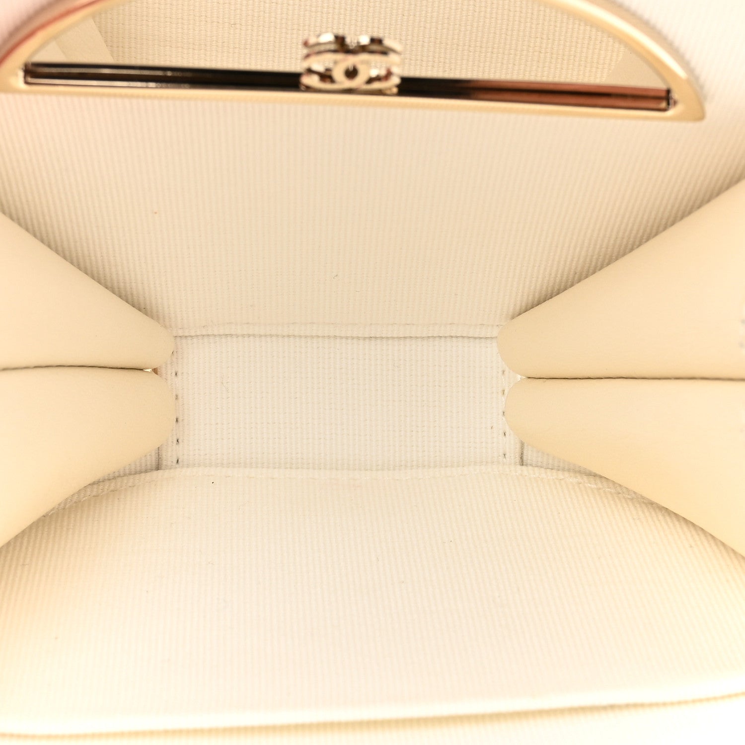 Chanel Caviar Quilted Round Handle With Care Vanity With Chain White 5 of 12