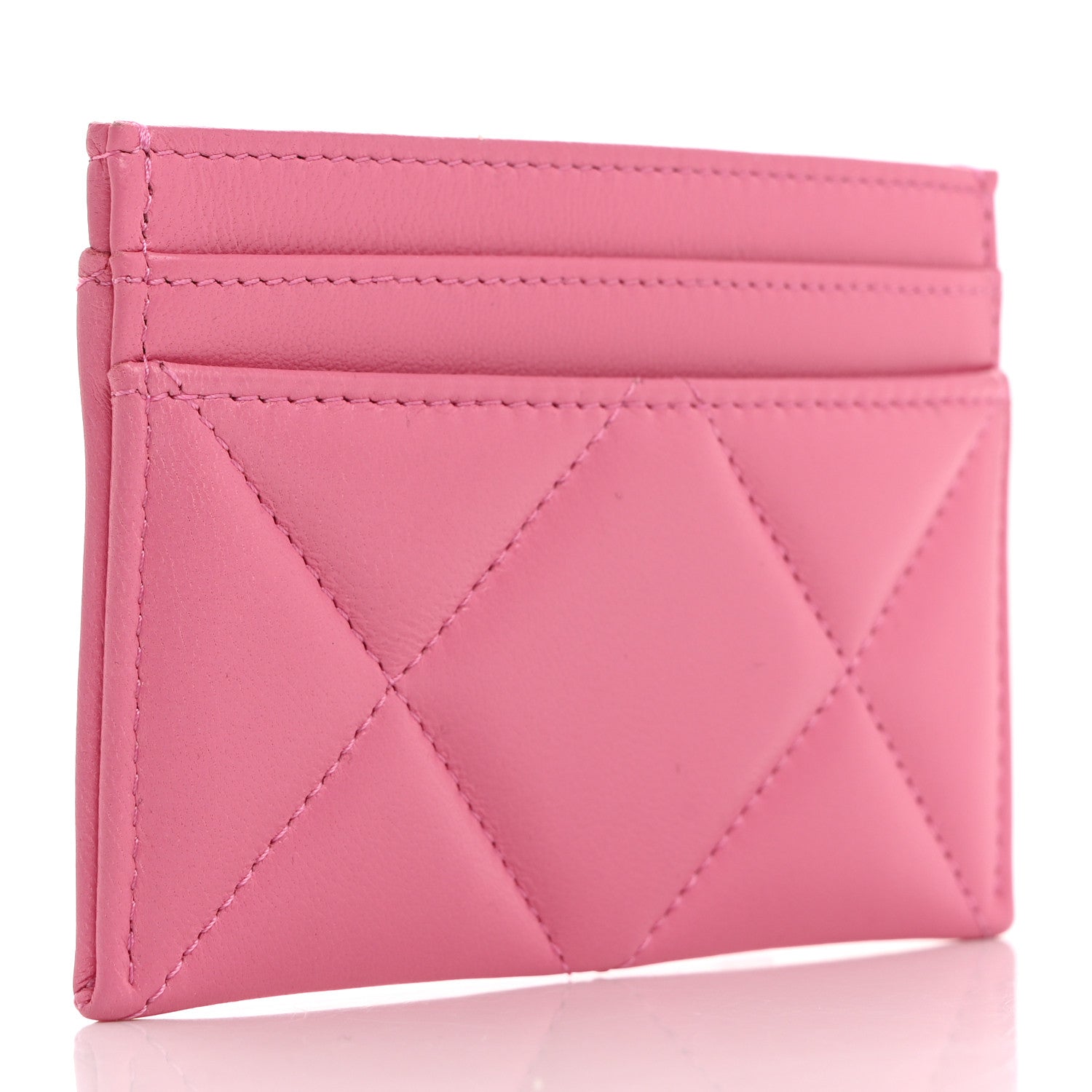 Chanel Lambskin Quilted Chanel 19 Card Holder Pink 3 of 9