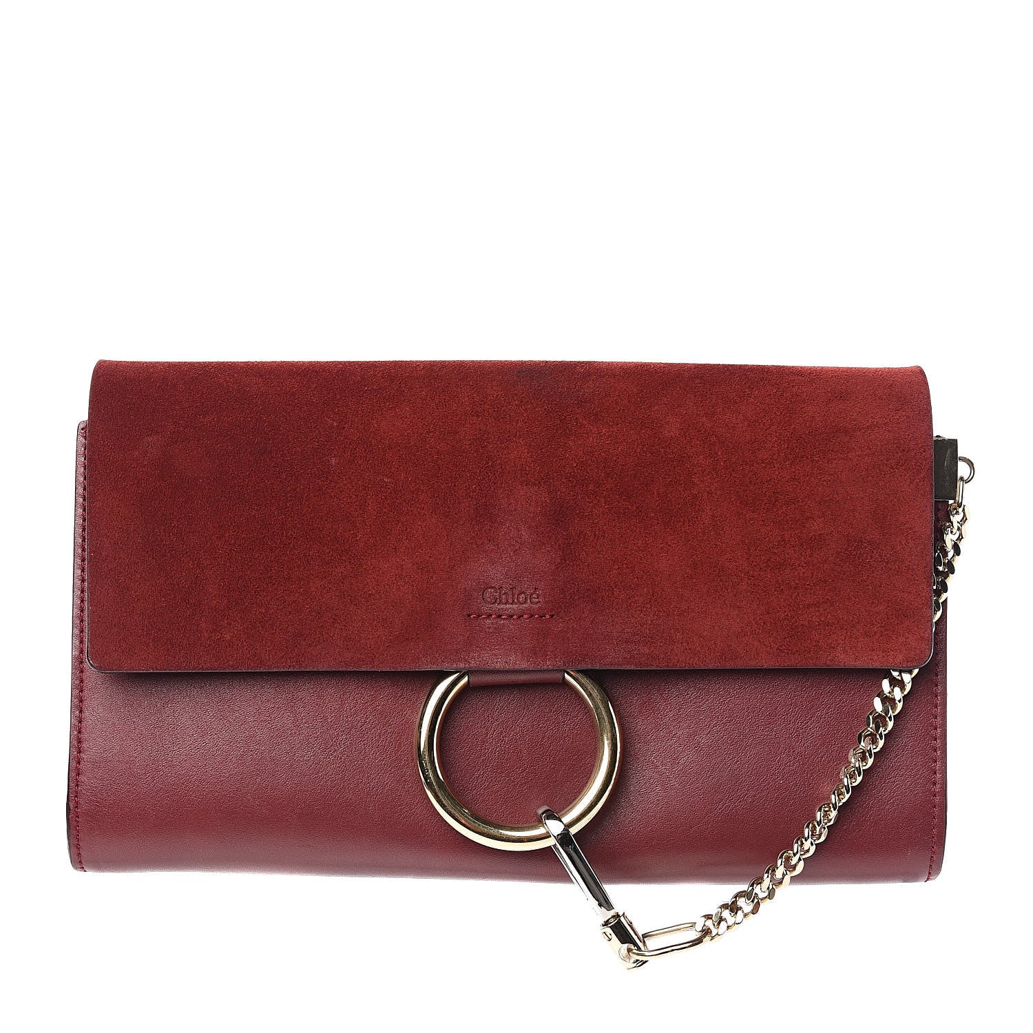 Chloe Suede Calfskin Faye Clutch Plum Purple 1 of 9
