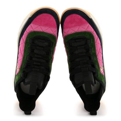 Chanel Velvet Calfskin Mixed Fibers CC Sneakers 39 Dark Pink Green 2 of 10