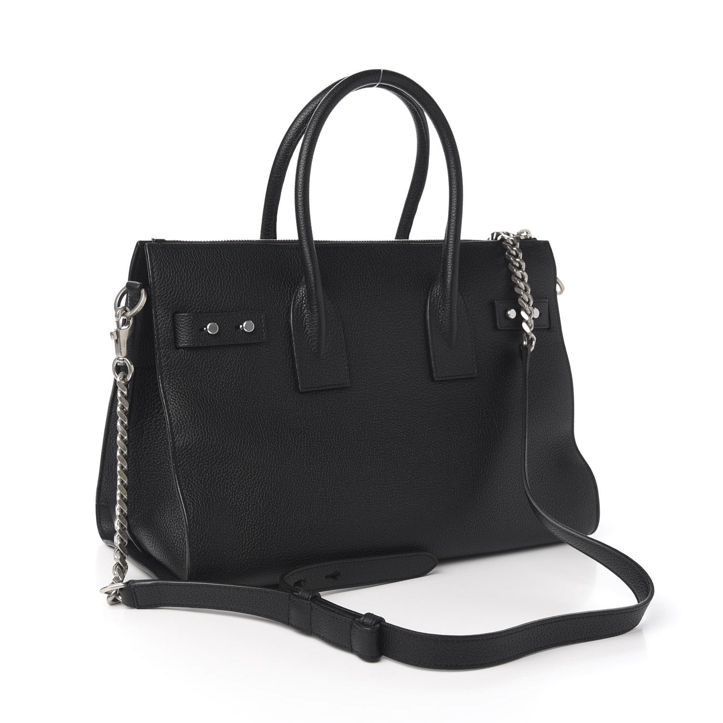 Grained Calfskin Small Supple Sac De Jour Duffle Black