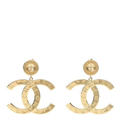 Chanel Metal Large Paris Button Earrings Gold 1 of 5