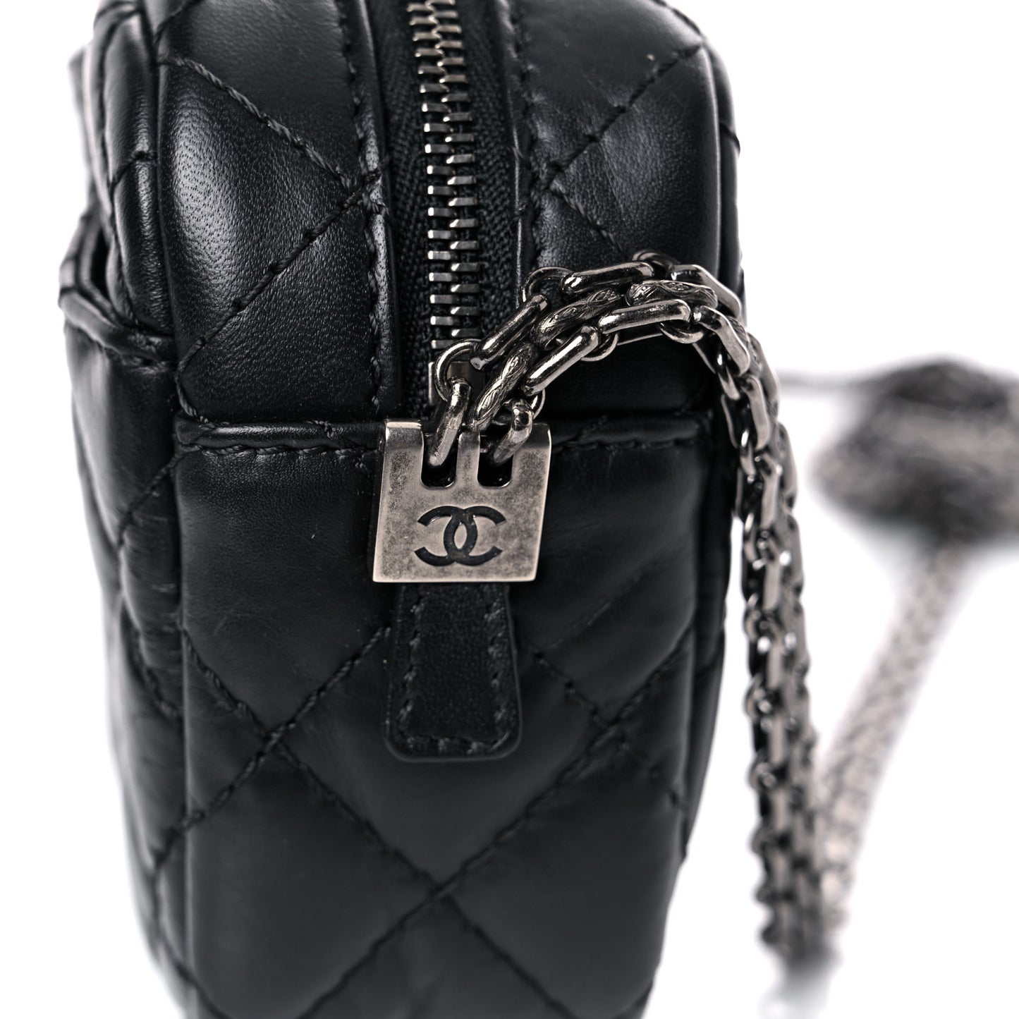 Aged Calfskin Quilted Mini Reissue Camera Case Black