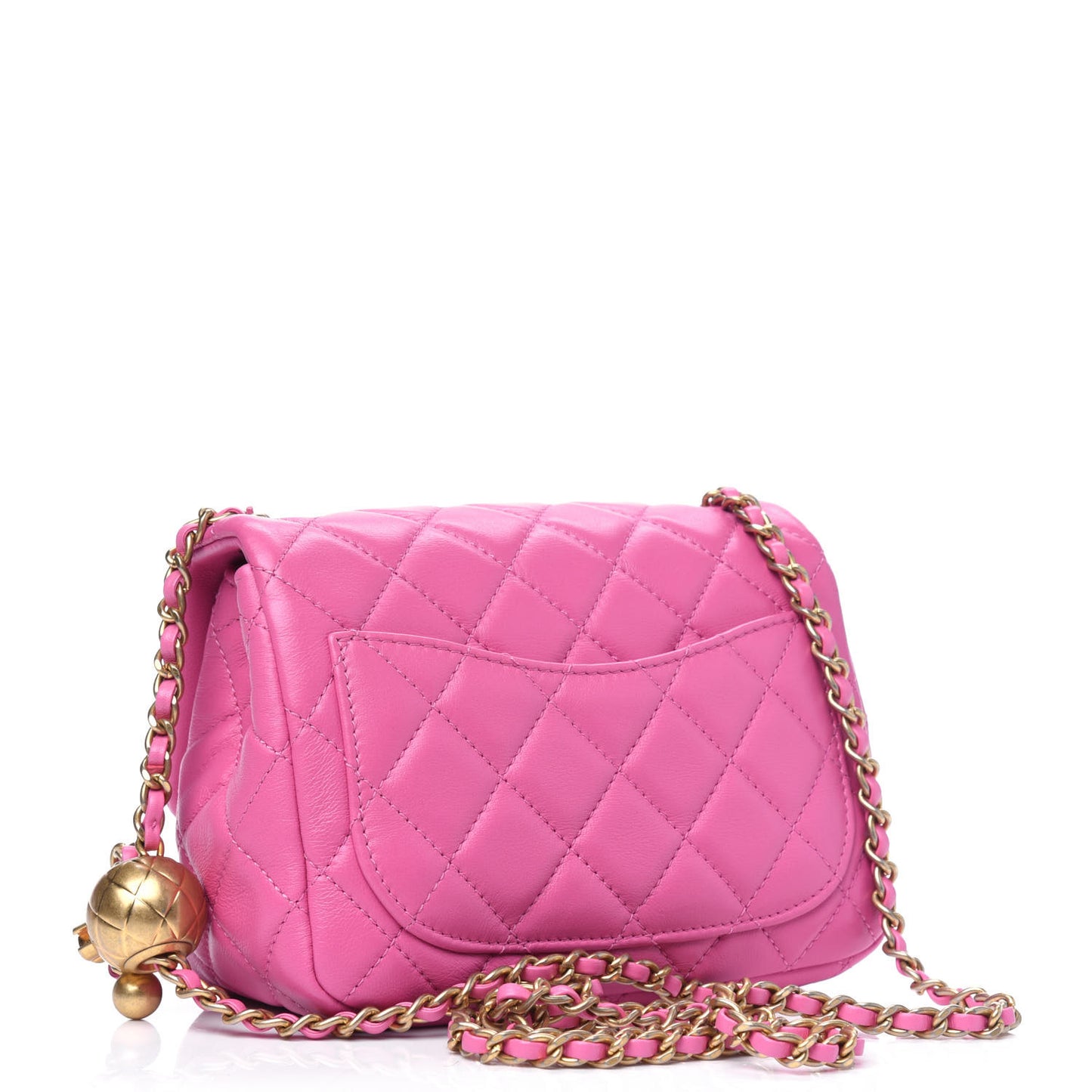 Lambskin Quilted Mini Pearl Crush Flap Pink