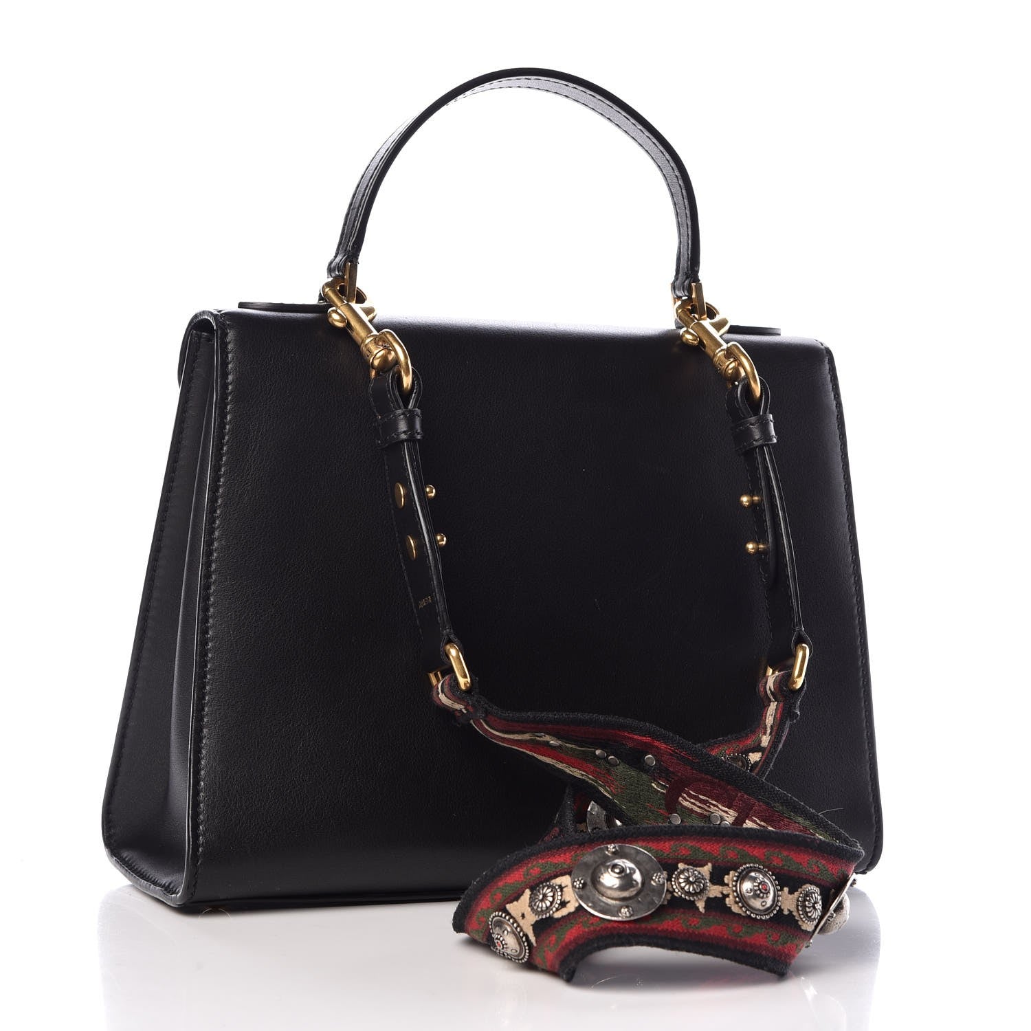 Christian Dior Calfskin Dioraddict Bohemian Strap Top Handle Black 4 of 8