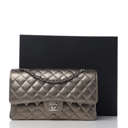 Chanel Metallic Calfskin Quilted Medium Double Flap Dark Silver 9 of 9