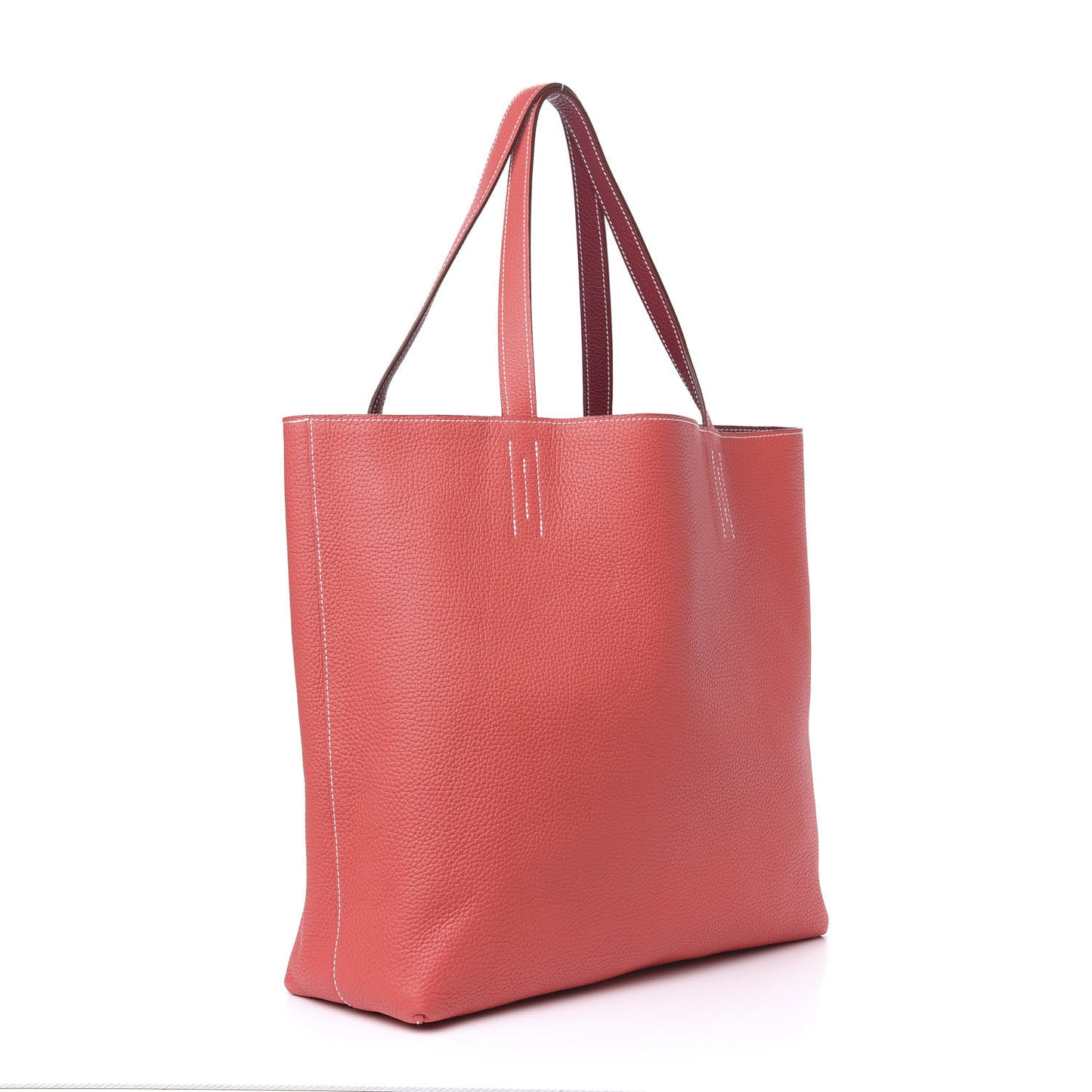 Taurillon Clemence Double Sens 36 Reversible Tote Rubis Bougainvillea