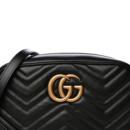 Gucci Calfskin Matelasse Small GG Marmont Chain Shoulder Bag Black 8 of 10