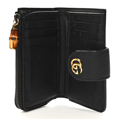 Gucci Piuma Calfskin Medium Bamboo Double G Wallet Black 6 of 10