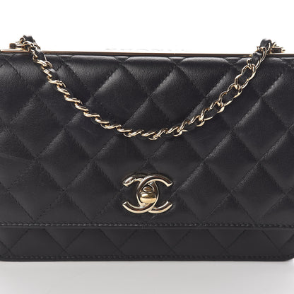 Chanel Lambskin Quilted Trendy CC Wallet On Chain WOC Black 11 of 12