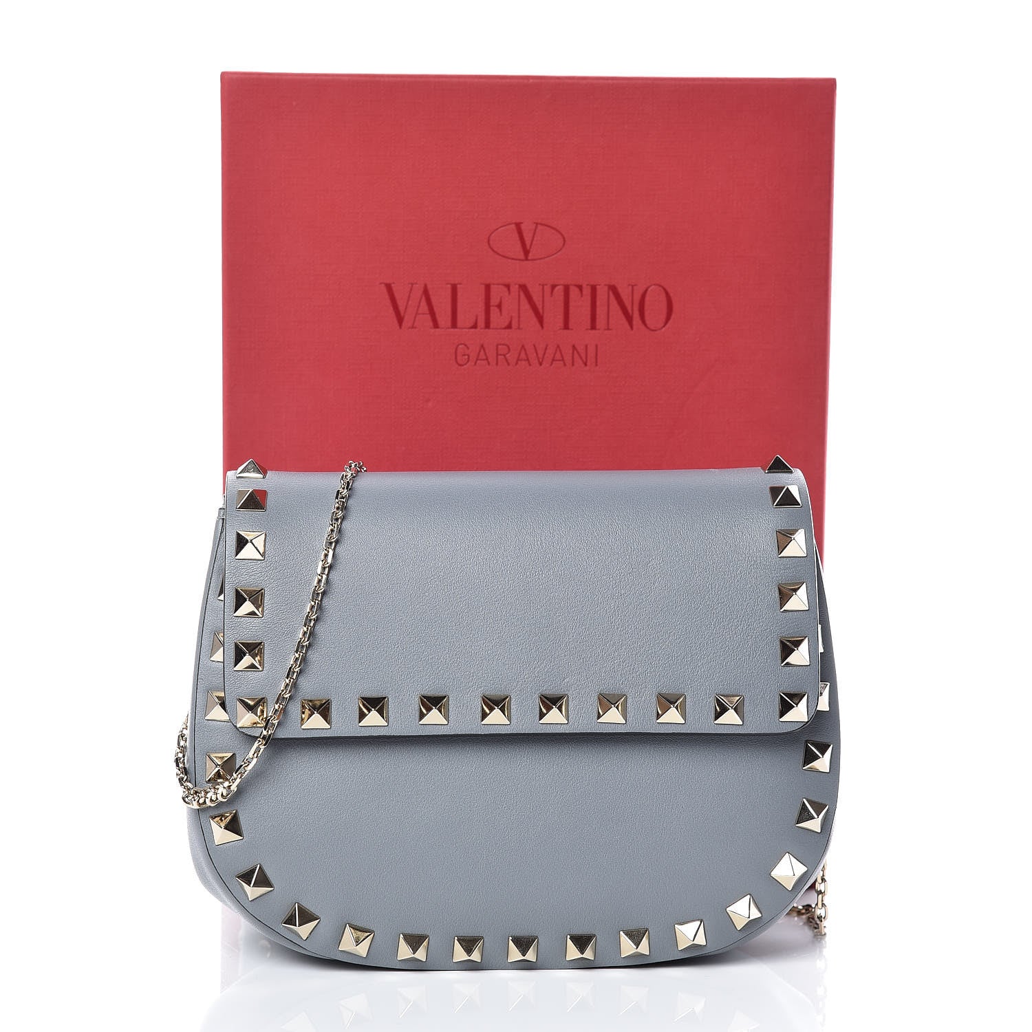 Valentino Garavani Vitello Mini Rockstud Crossbody Saddle Bag Light Stone 10 of 10