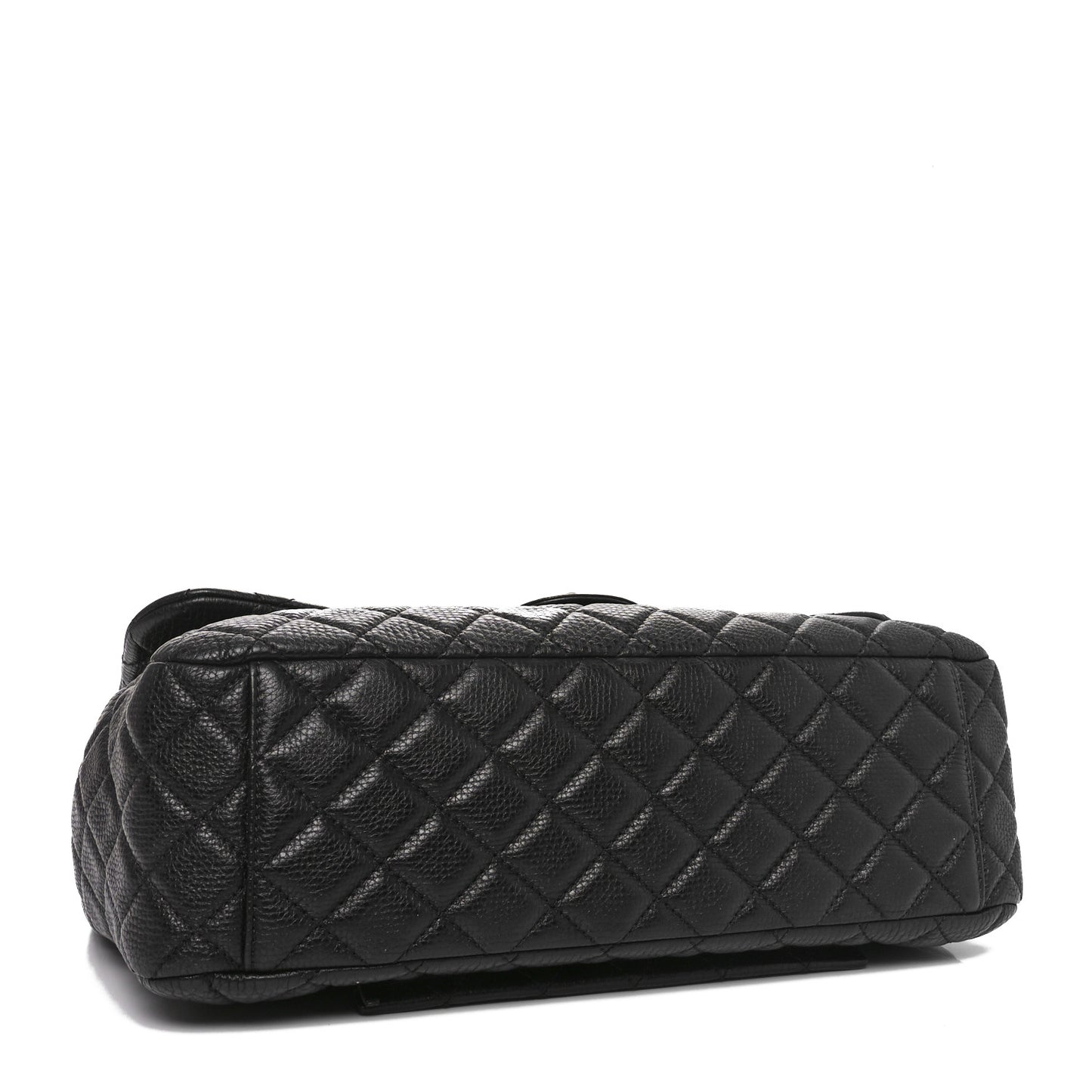 Grained Calfskin Quilted Small XXL Travel Flap Bag Black