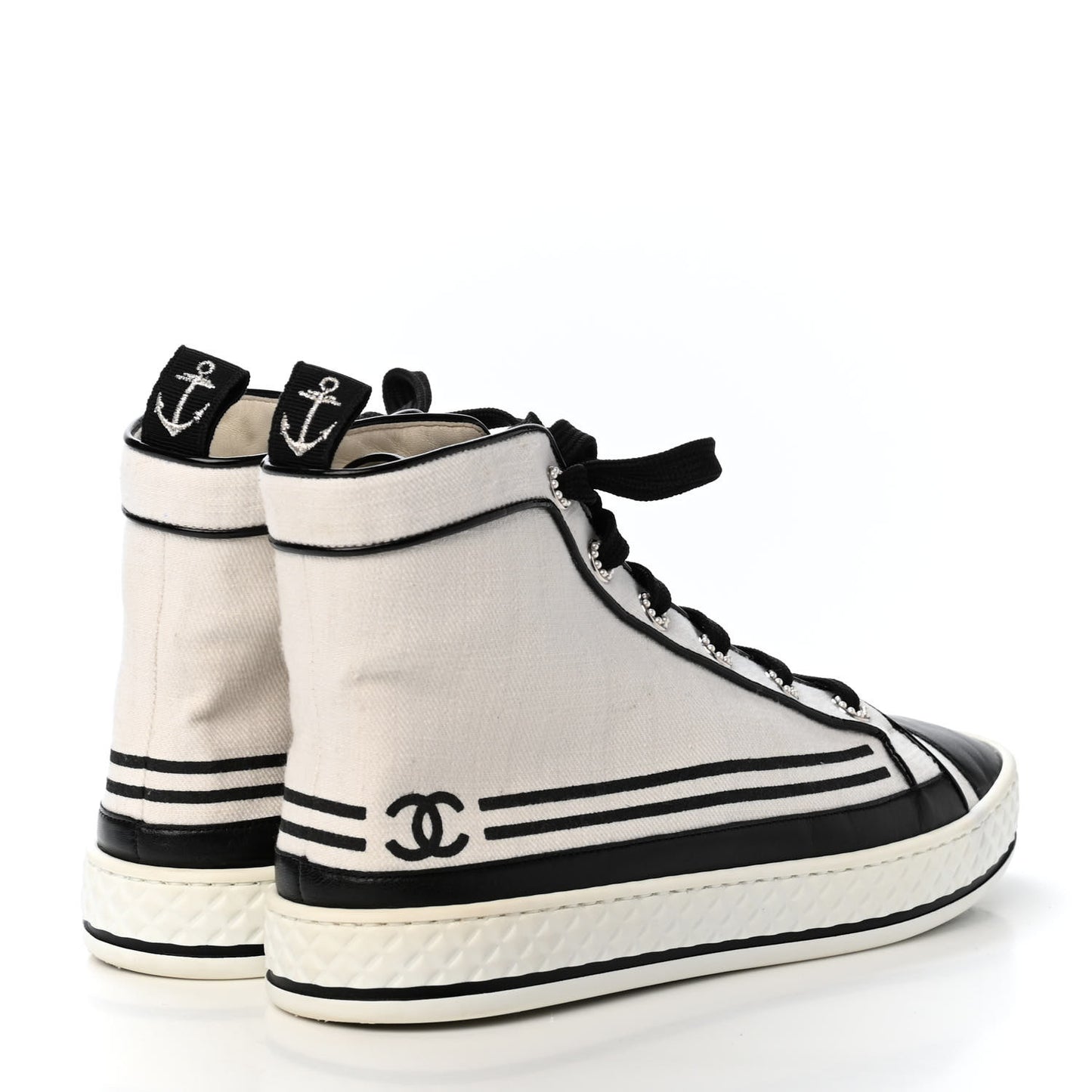 Fabric Lambskin Lace Up Cap Toe Sneakers 40 White Black