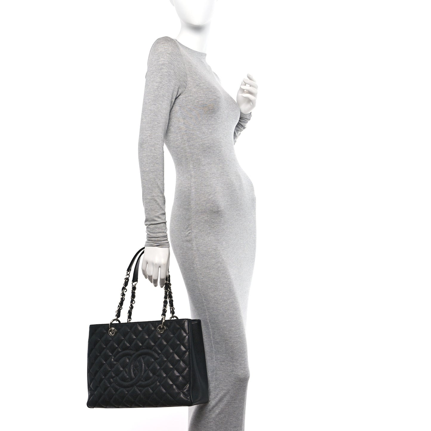 Caviar Quilted Grand Shopping Tote GST Black