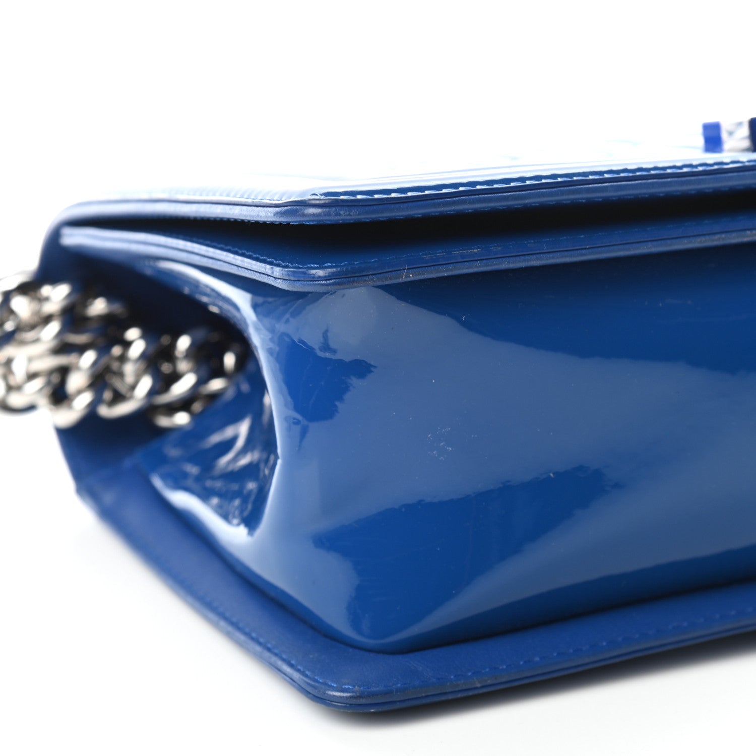 Chanel Patent Calfskin Quilted Medium Plexiglass Boy Flap Blue 8 of 11