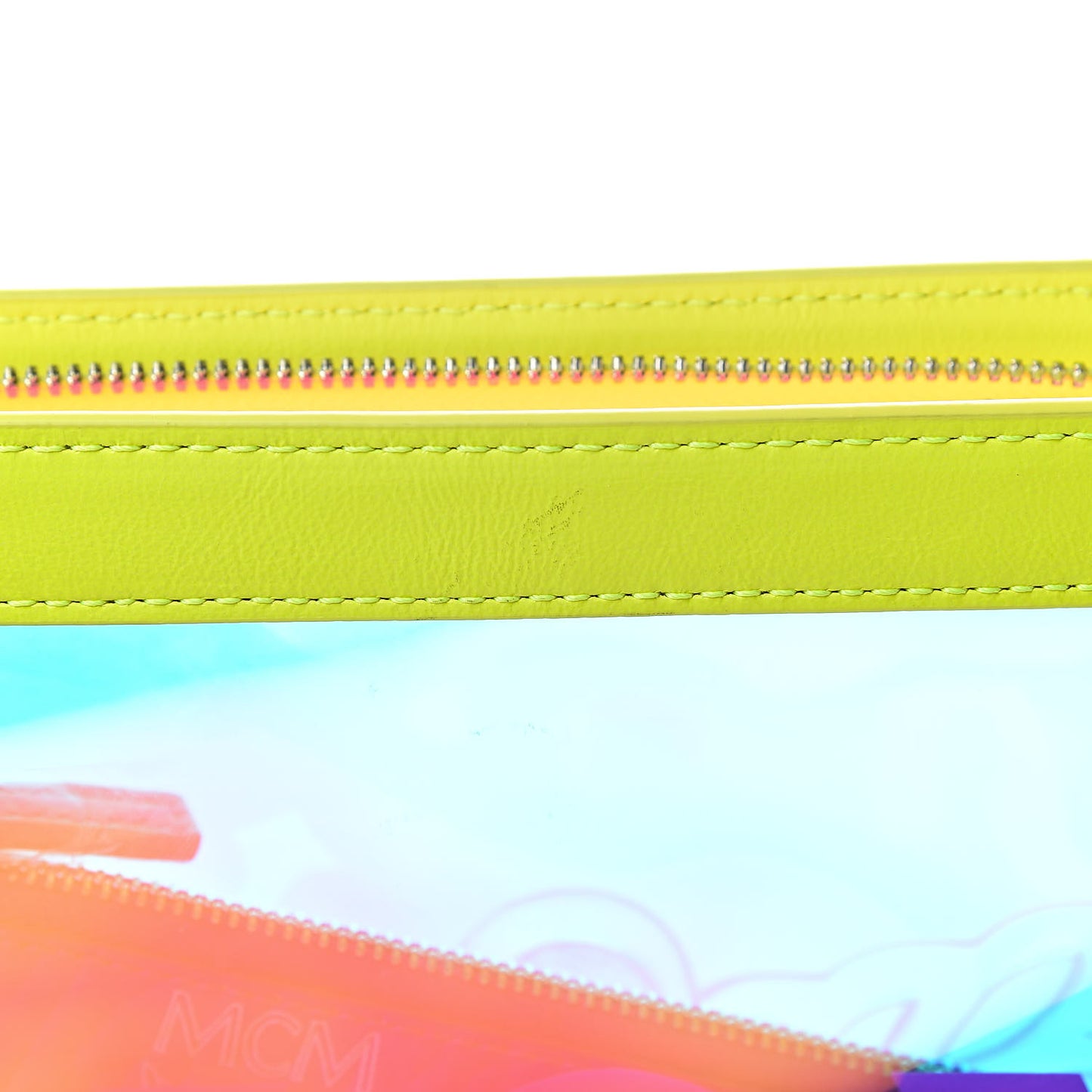 Iridescent PVC Wristlet Neon Yellow
