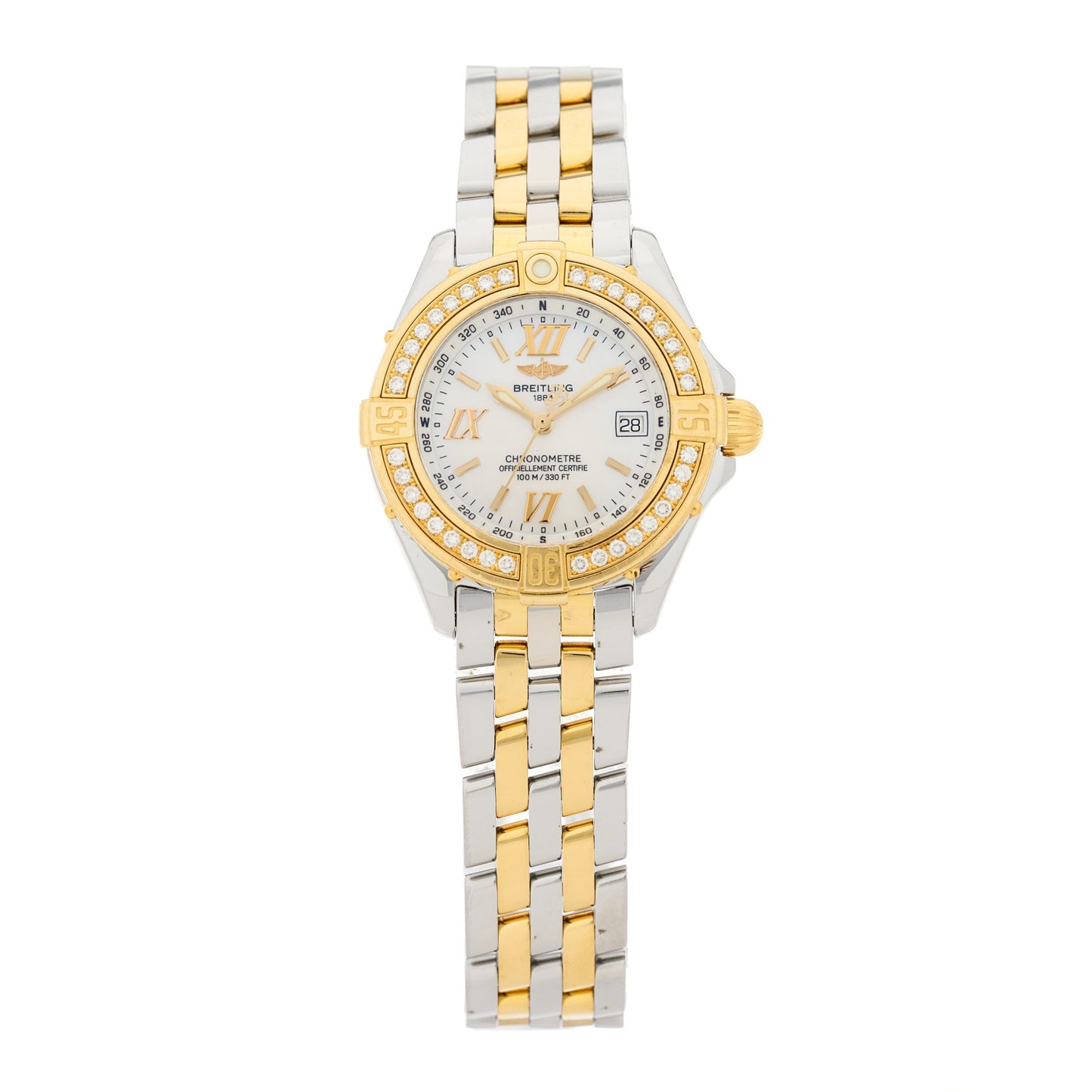 Stainless Steel 18K Yellow Gold Diamond Mother of Pearl 31mm Quartz Watch D67365