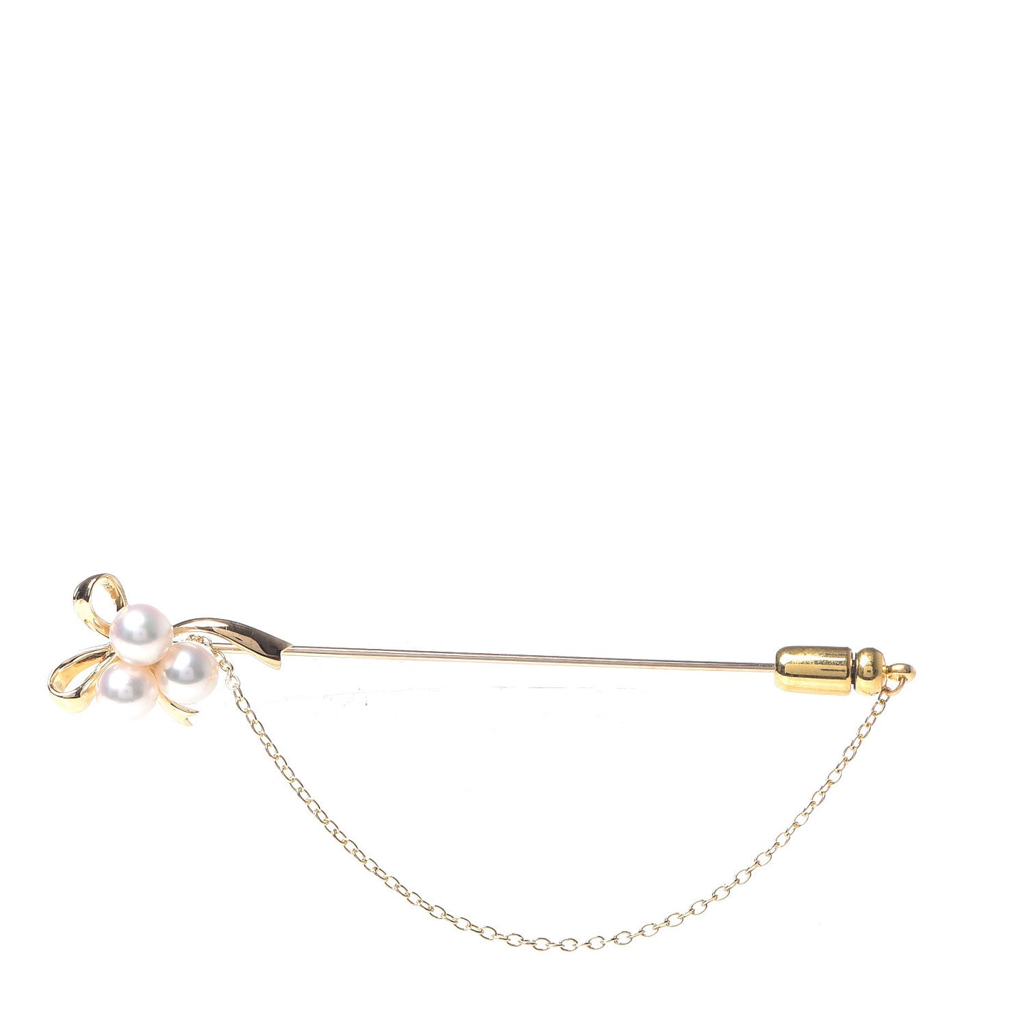 18K Yellow Gold Akoya Pearl 5.5mm Stick Pin Brooch