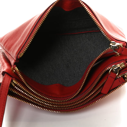 Celine Lambskin Large Trio Crossbody Bag Red 4 of 13
