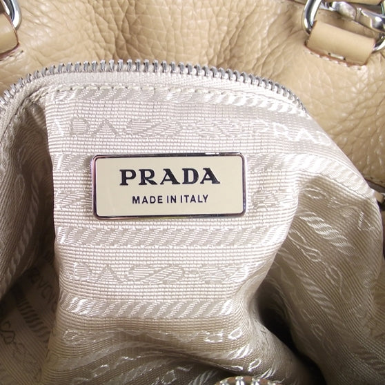 Prada Leather Shoulder Bag Beige 8 of 10