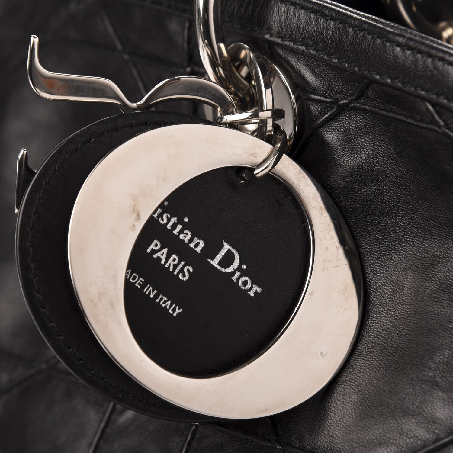 Christian Dior Lambskin Cannage Medium Granville Tote Black 13 of 14