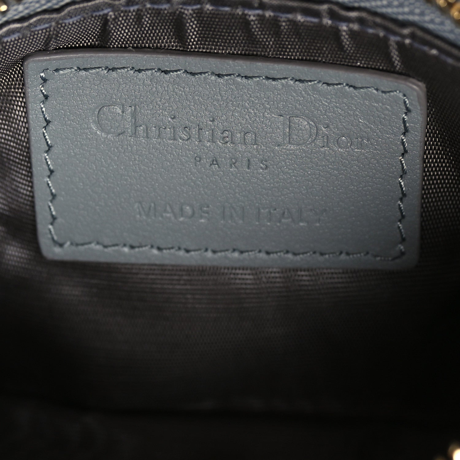 Christian Dior Lambskin Cannage Lady Dior Zipped Key Case Stone Grey 6 of 8