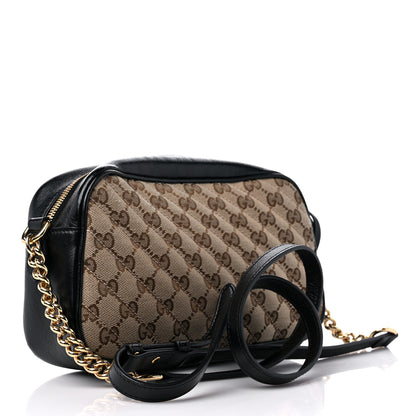 Gucci Monogram Matelasse Diagonal Small GG Marmont Chain Shoulder Bag Beige Black 3 of 13