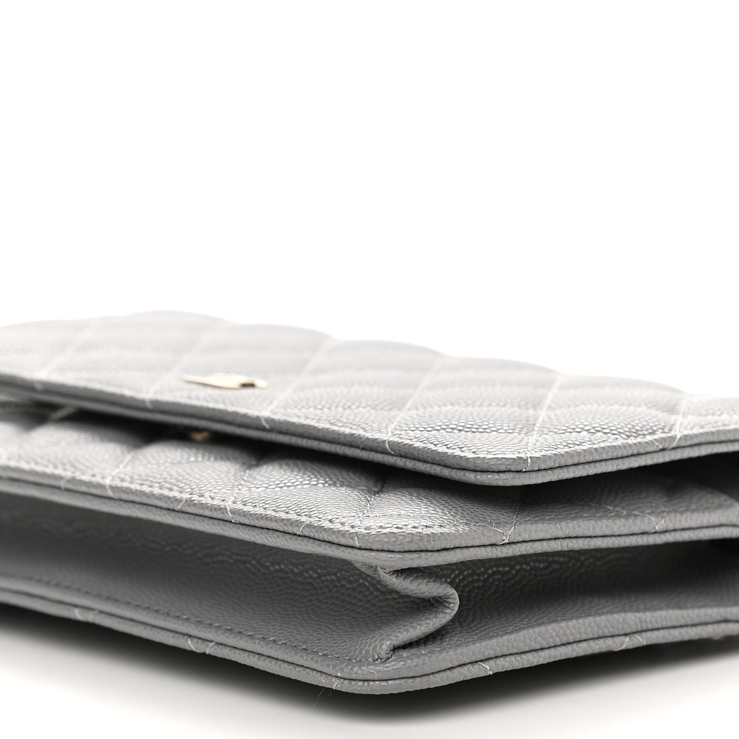Caviar Quilted Wallet On Chain WOC Dark Grey