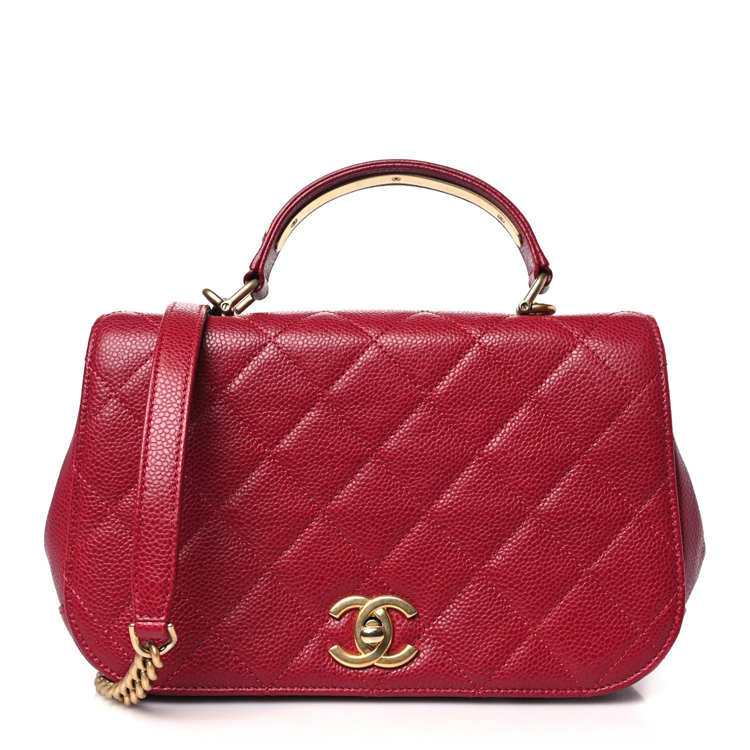 Chanel Caviar Quilted Carry Around Flap Bag Red 1 of 10