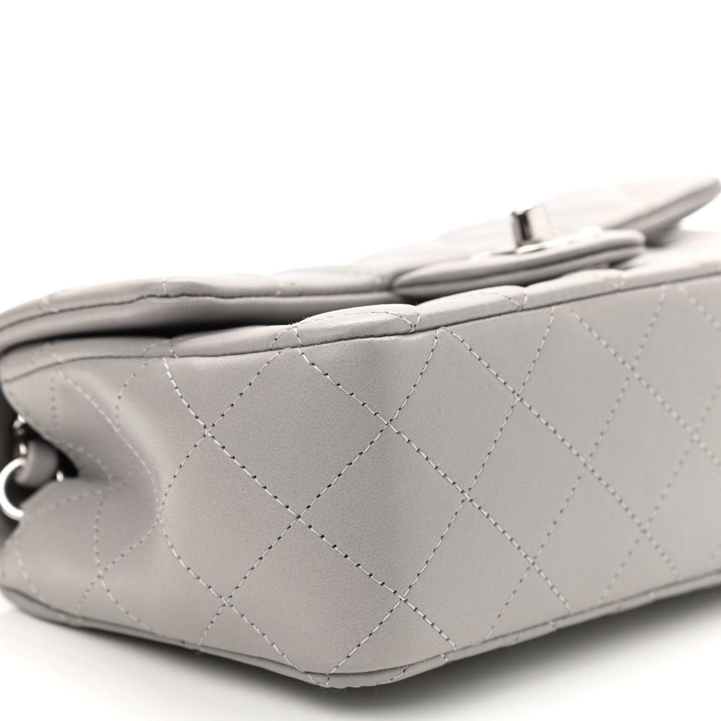 Lambskin Quilted Mini Rectangular Flap Grey