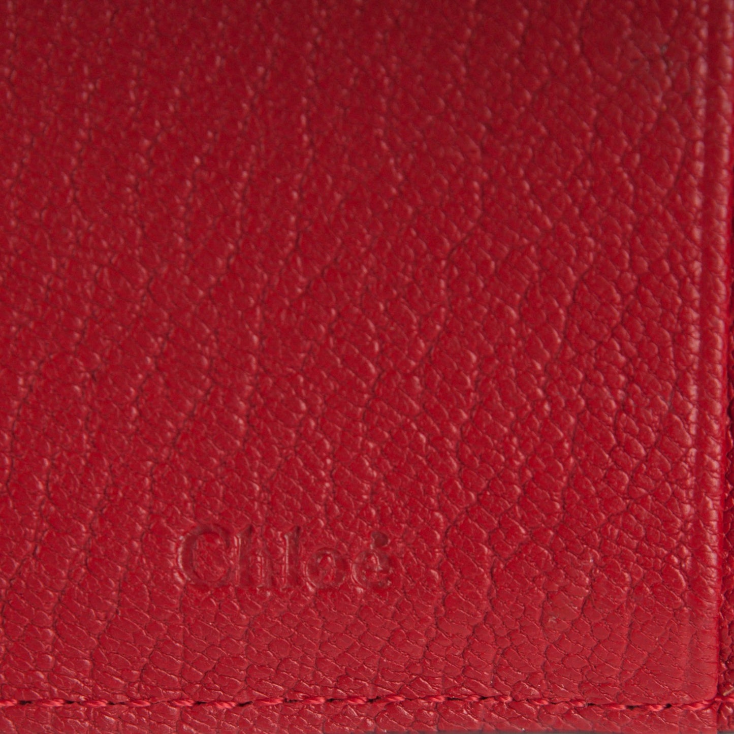 Grained Lambskin Drew Square Wallet Plaid Red