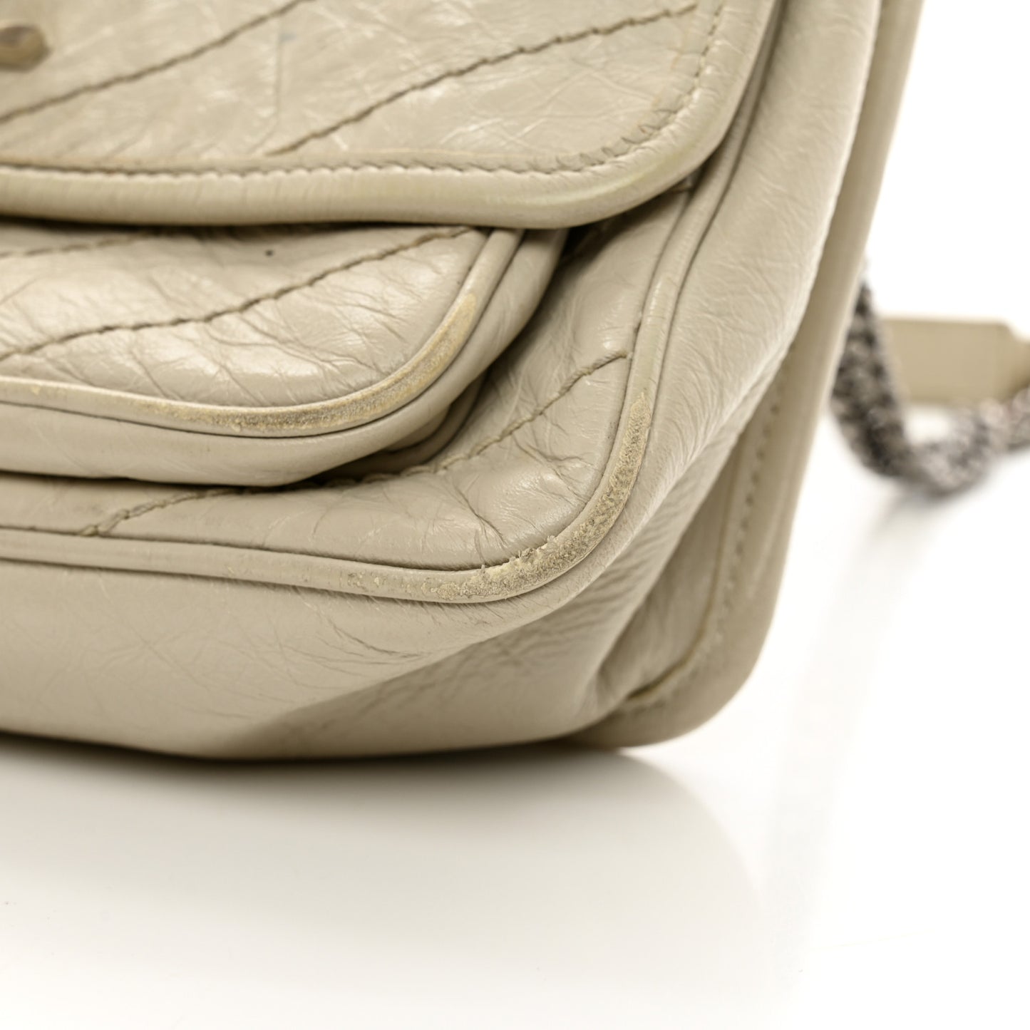 Crinkled Calfskin Matelasse Monogram Baby Niki Chain Satchel Ivory