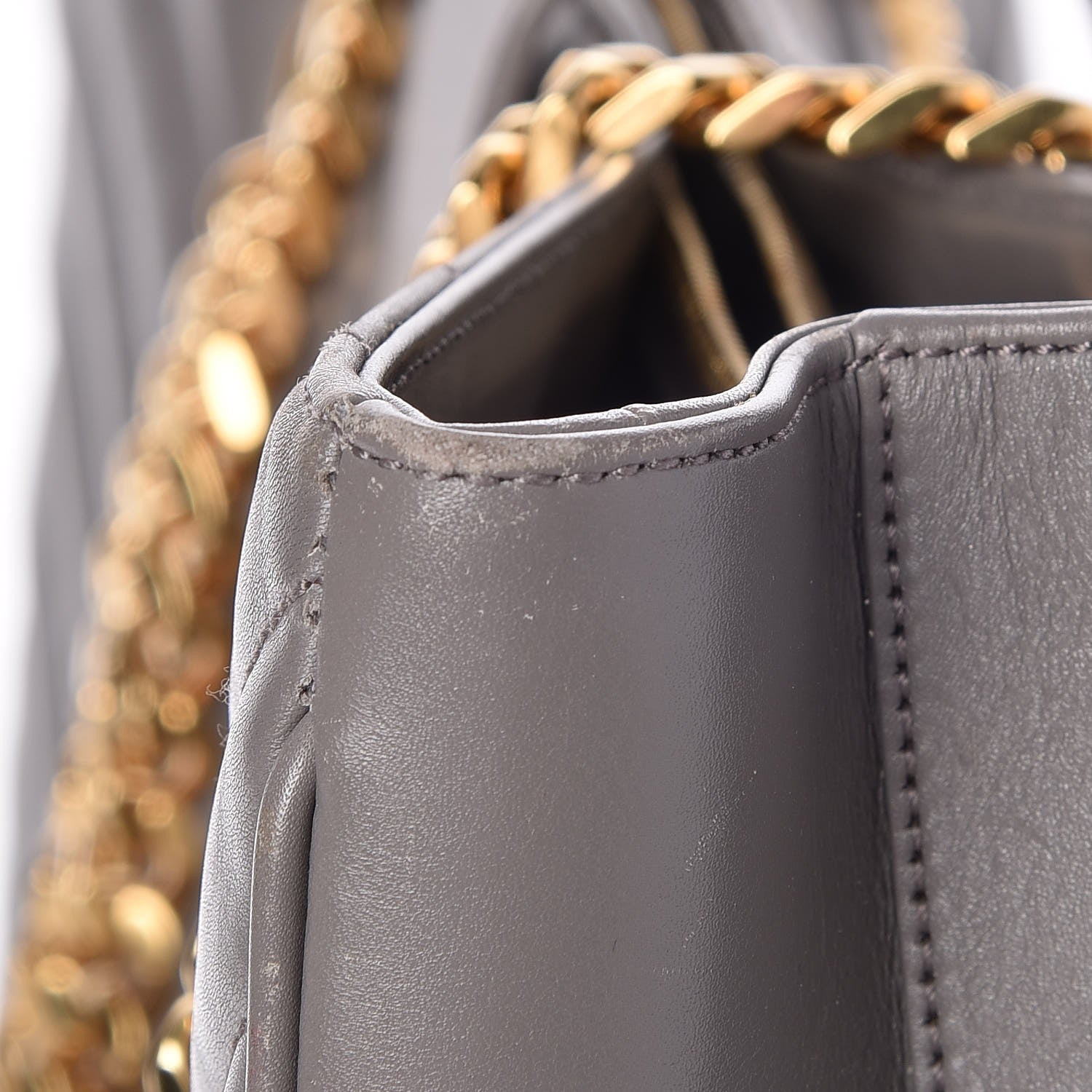 Saint Laurent Smooth Calfskin Matelasse Chevron Large Monogram Shopping Bag Grey 8 of 15