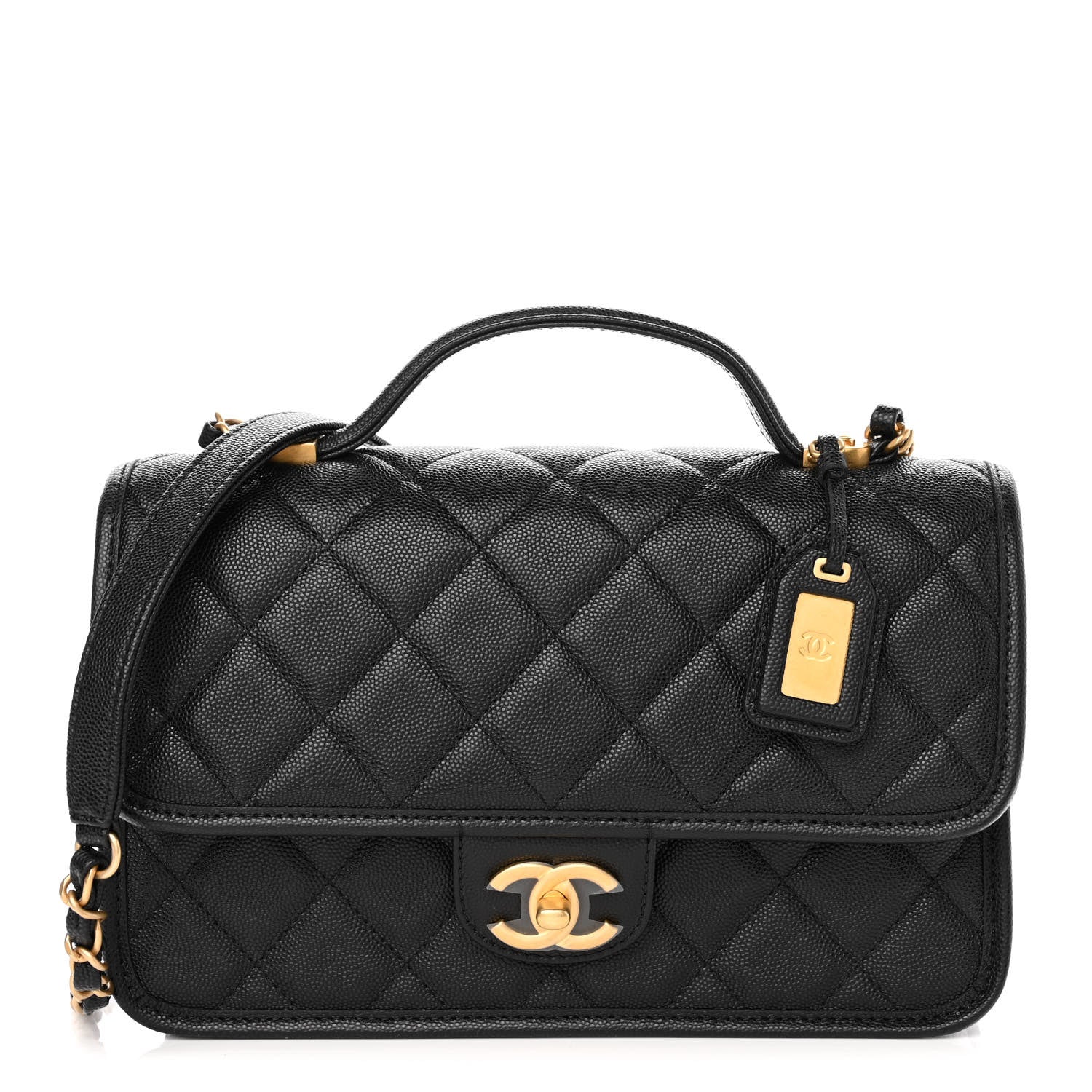 Chanel Caviar Quilted School Memory Small Top Handle Flap Black 1 of 11
